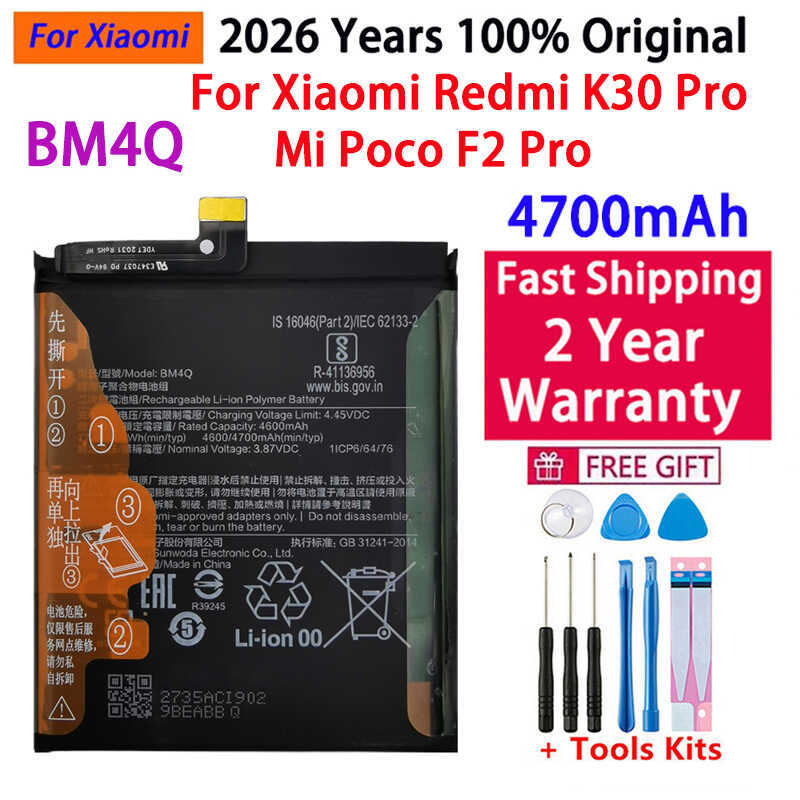 แบตเตอรี่แท้สำหรับ Xiaomi Mi Redmi Note Poco F2 F3 3 M2 M3 X3 K30 K40 4X X4 5 6 7 7A 8 8T 9 9T 10 1