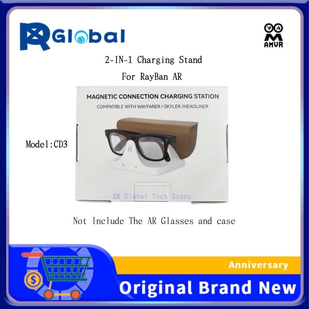 แท่นชาร์จแม่เหล็ก AMVR สําหรับ Ray-Ban Meta AI Smart Glasses & Case