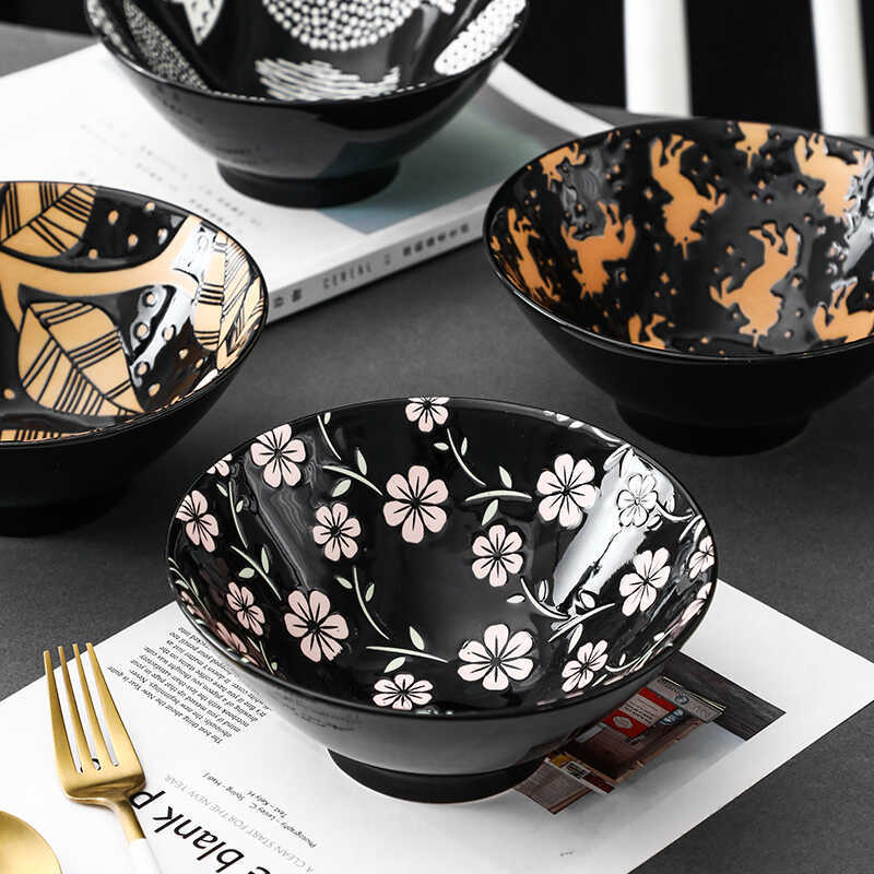 e Ramen Bowl Household Soup Bowl Salad Bowl Ceramic Tableware Instant Noodle Bowl Ceramic Tableware
