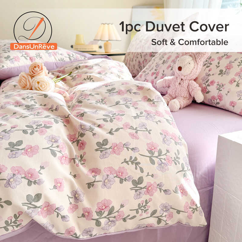 Dansunreve Floral Quilt Cover Canadian Cotton Single Duvet Cover Soft Washable Comforter Cover Quee