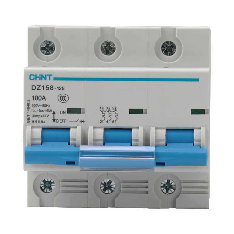 Zhengtai High Current Rail Type Air Circuit Breaker Air เปิด DZ158-125 1P/2P/3P/4P 80A 100A