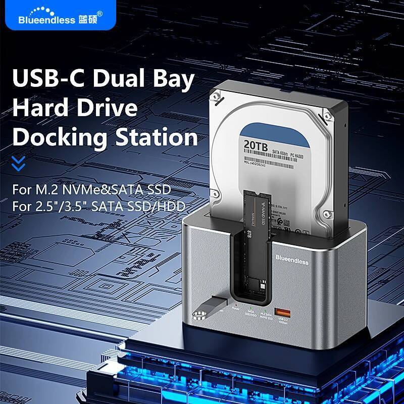 ใหม่ Blueendless SSD HDD Docking Station สําหรับ Multi M.2 PCIE NVME & m2 SATA & 2.5 "/3.5 "SATA SSD