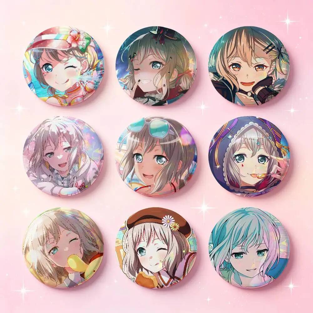 Aoba Moca BanG Dream Anime Badges 25 32 44 58 75 มม.รอบคอสเพลย์ Pin Bag Decor แฟนรวบรวมเพื่อนของขวัญ