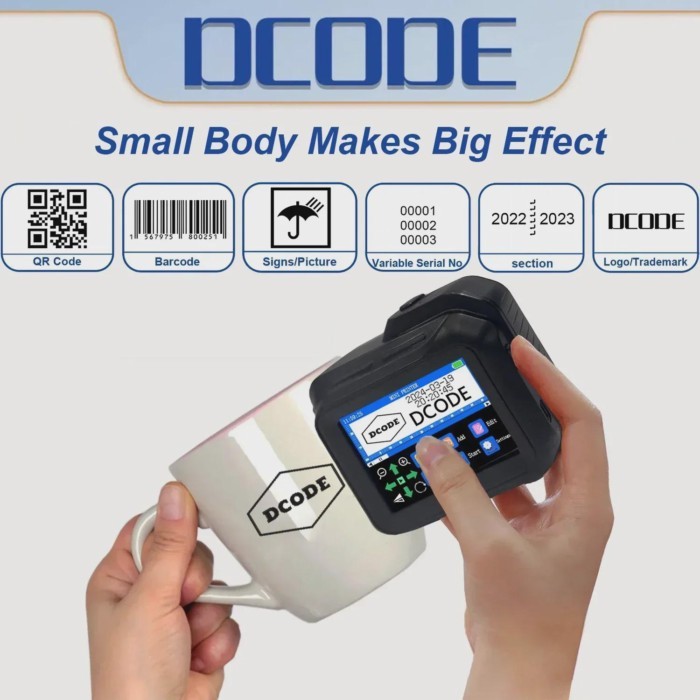 DCODE DC98 Mini Portable Inkjet Printer 12.7mm Handheld Thermal Inkjet Printer QR Barcode Counter L