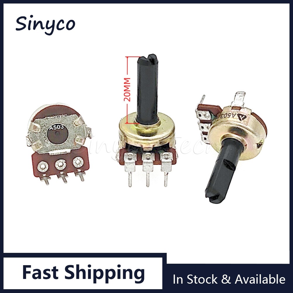 2PCS 161 ประเภทเดี่ยว 3Pins แนวตั้ง A50K A503 B100K B104 ควบคุมเสียงปรับ Potentiometer ความยาวเพลาคร