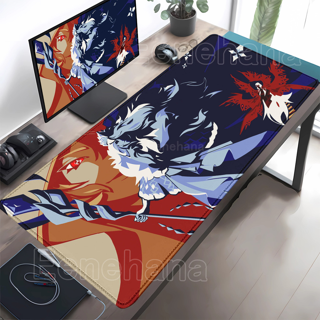 Ronova PC Gaming Genshin Impact แผ่นรองเมาส์แป้นพิมพ์ยางขนาดใหญ่ Mousepad ฐานกันลื่นอุปกรณ์สํานักงาน
