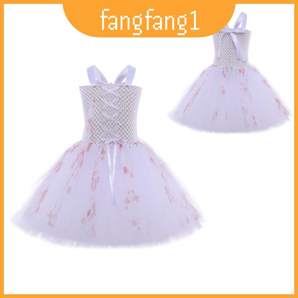 ด้ายเลือด Zombie เจ้าสาวเด็ก Tulle ชุดตาข่ายและลูกไม้สําหรับเครื่องแต่งกายคอสเพลย์ฮาโลวีน