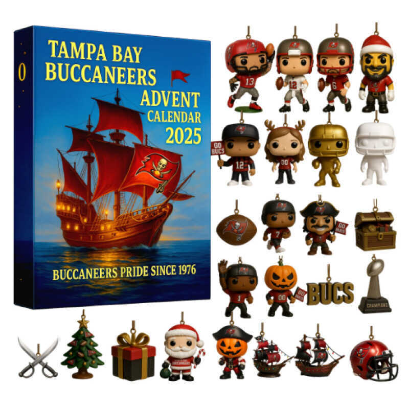 สินค้าใหม่ Tampa Bay Pirates Advent Calendar Mystery Box ตกแต่งต้นคริสต์มาสจี้อะคริลิค