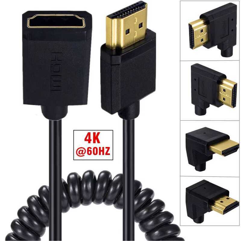 ข้อศอก Ultra-Fine OD3.2 60Hz ฤดูใบไม้ผลิ Retractable HD hdmi Extension สายชายหญิง V2.0 4K สาย chenl2