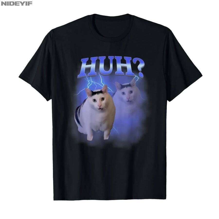 Huh Silly Cat Meme Funny Oddly Bootleg Specific Dank Meme T-shirt Men Women 100% Cotton T Shirts Sho