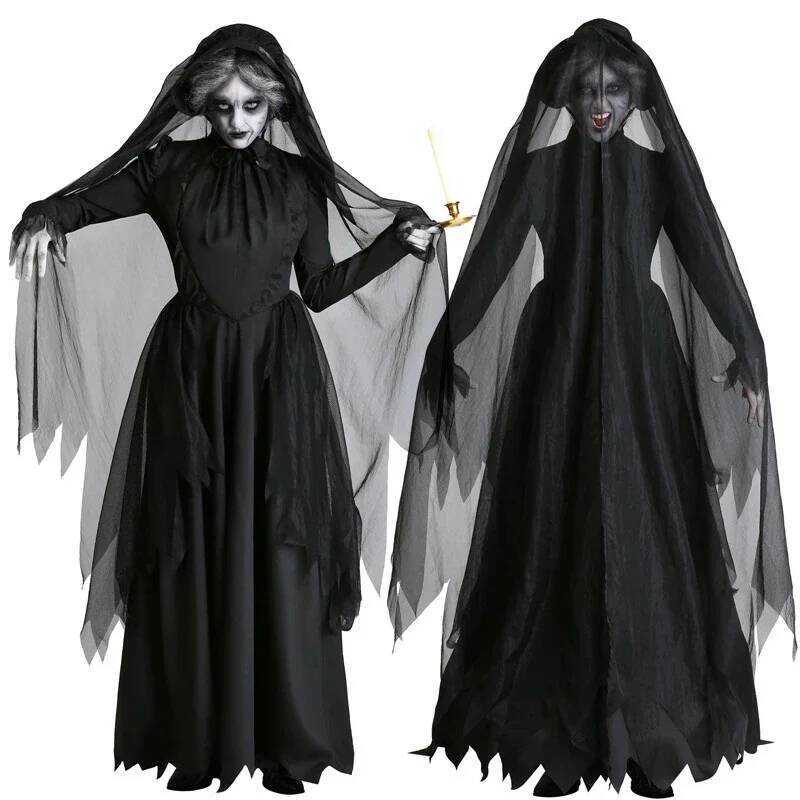 C Horror Cosplay Witch Women Scary Zombie Vampire Halloween Carnival Costume Spooky Ghost Medieval