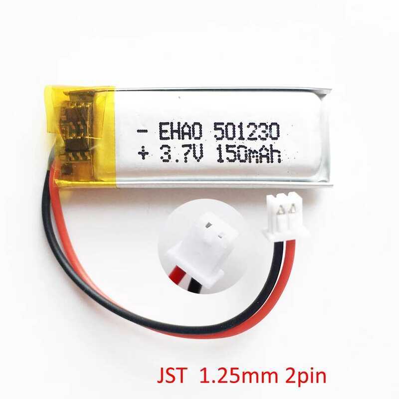 แบตเตอรี่ลิเธียมโพลิเมอร์ LiPo แบบชาร์จได้ 3.7V 150mAh รุ่น 501230 พร้อมปลั๊ก JST 1.25 มม. 2 พิน สำห