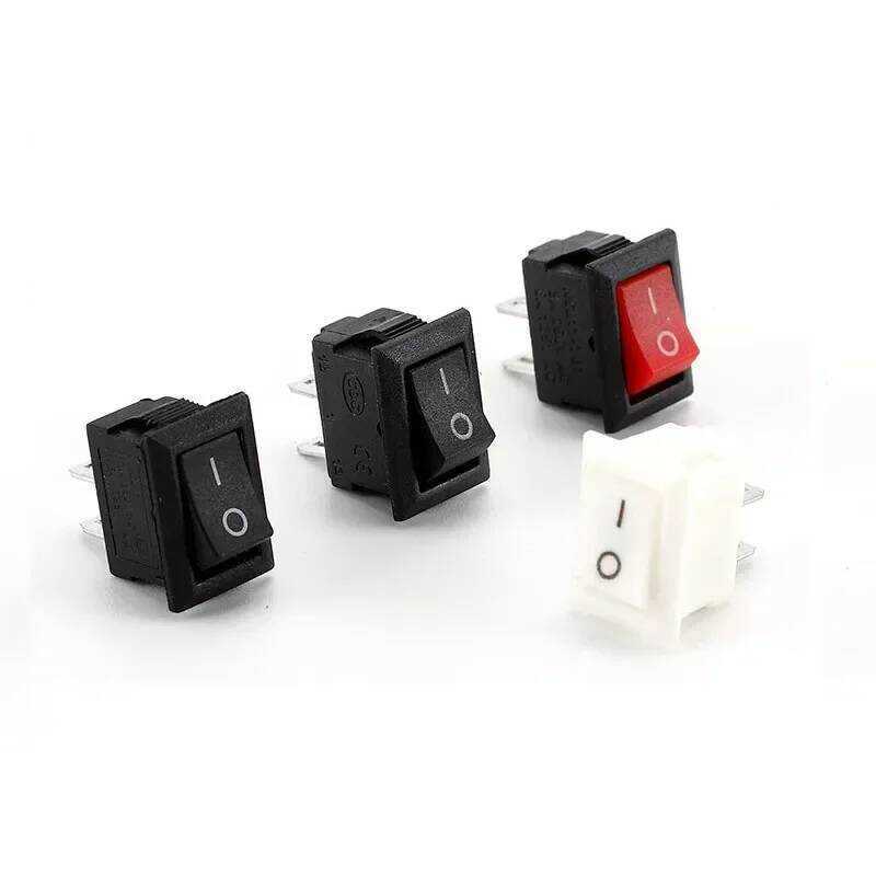 สวิตช์ร็อคเกอร์ขนาดเล็ก 5/15 ชิ้น สีดำและแดง แบบสแนปอิน ปุ่มกด AC 250V 3A /125V 6A 2 ขา I/O ขนาด 10*