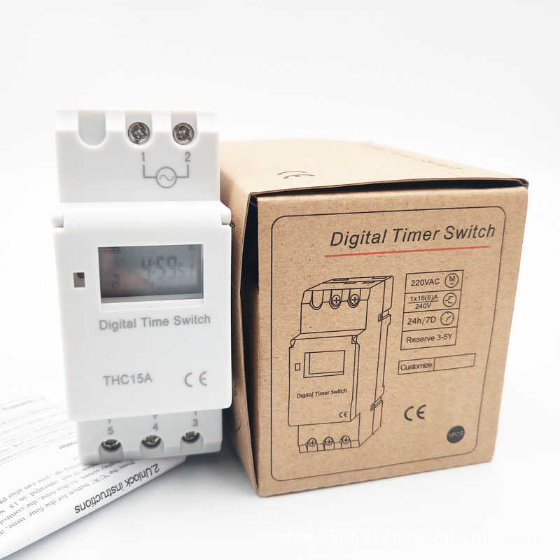 THC15A 220V 12V 16A โปรแกรม Microcomputer Time Control Switch Timer Digital Display Time Switch