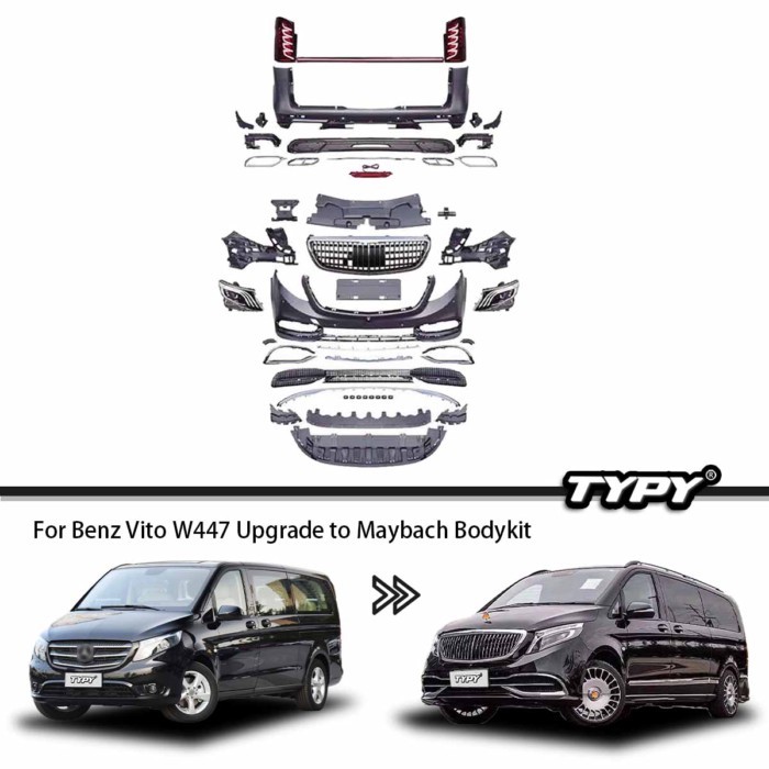 TYPY Body kit For Benz Vito V260 W447 Modified VS600 Maybach Styles Body Kits Front and Rear Bumper