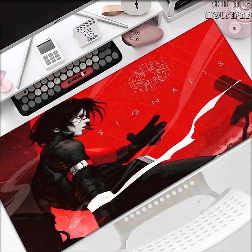 Dark น่ากลัวเกม S-Signalis แผ่นรองเมาส์ขนาดใหญ่หนาโต๊ะ Pad เย็บขอบแผ่นรองเม้าส์สําหรับเล่นเกมสําหรับ