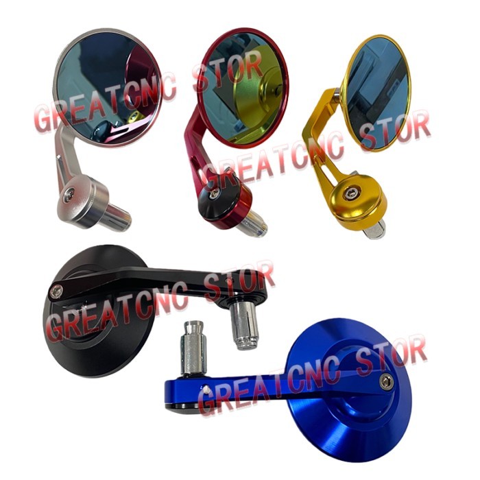 Blue Large Circular Handle Mirror 22MM Motorcycle Rearview Mirror Motorcycle Universal Accessories