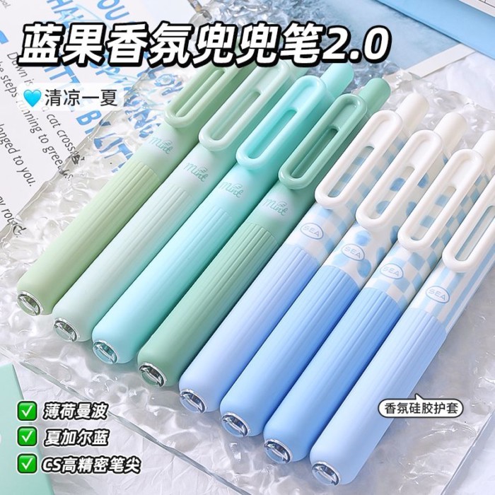[Languo] Fragrance Pocket Pen 2.0 Press Gel Pen สีดํา High-Value Student Brush Question Pen Signatur