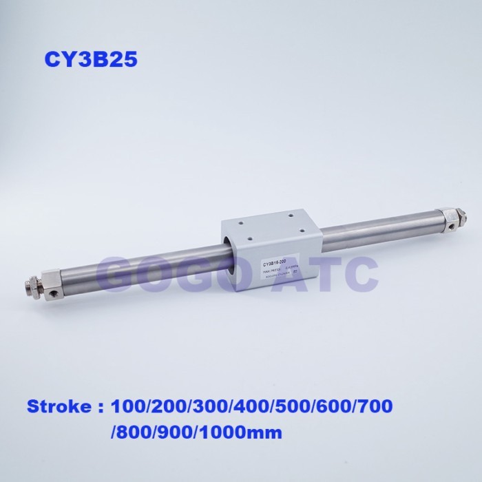 CY3B25 Magnetically Coupled Rodless Cylinder bore 25mm stroke 100 200 600 900 1000 mm pneumatic air