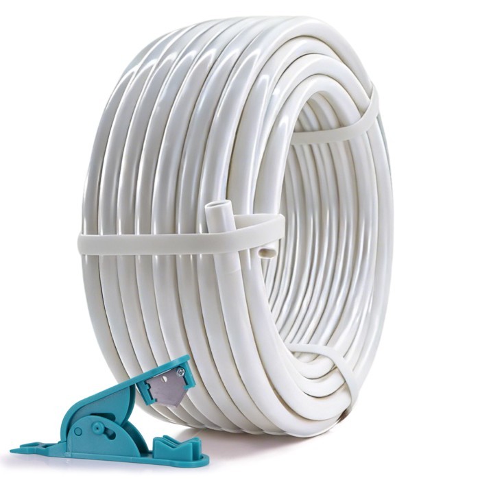 3/8" 9.5mm PE Hose with Cutter Garden Auto Watering Pressure-Proof White Hose for Lawn Orchard Agri