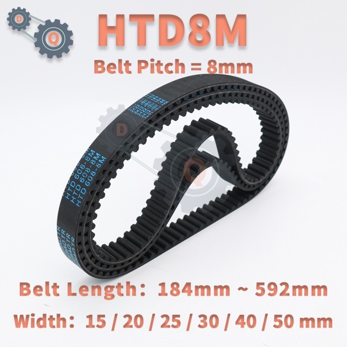 HTD 8M Timing Belt Length 184mm to 592mm HTD8M Belt Width 15mm 20mm 25mm 30mm 40mm 50mm 8M Closed L