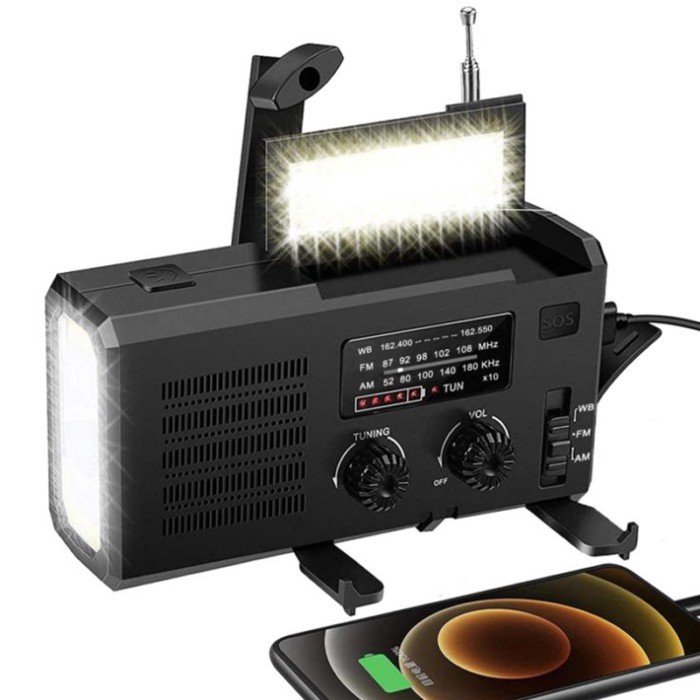 Solar Powered SOS Alarm Rechargeable Dynamo Phone Charger COB Flashlight Radio Arrival Emergency Ha