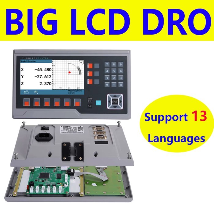 BIG LCD DRO 2 3 4 5 Axis Digital Readout 13 Languages Display YH800-2P YH800-3P YH800-4P YH800-5P T