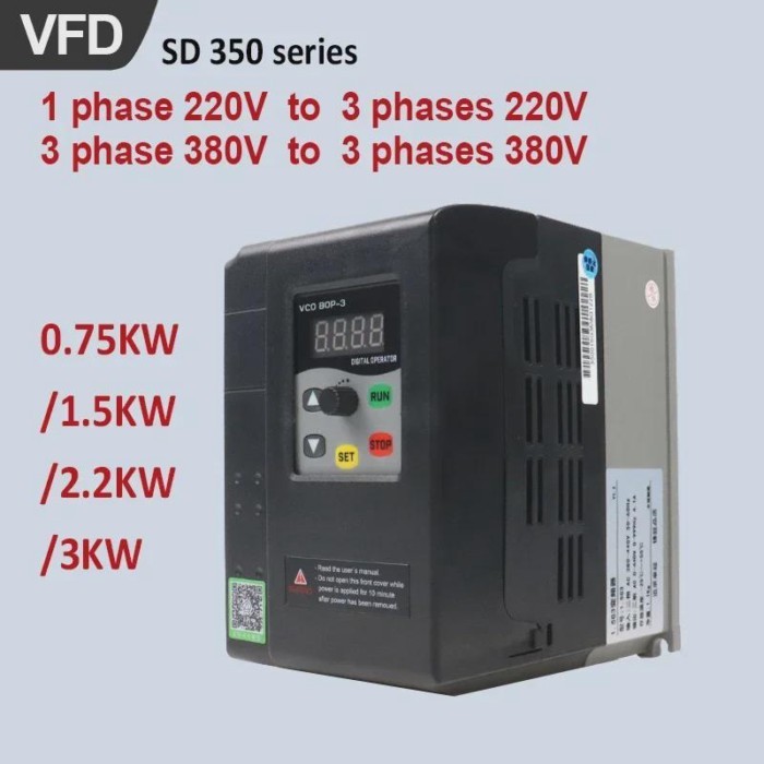 VFD 1phase to 3phase or 3phase to 3phase 220V 380V 0.75/1.5/2.2/3KW Variable Frequency Converters V