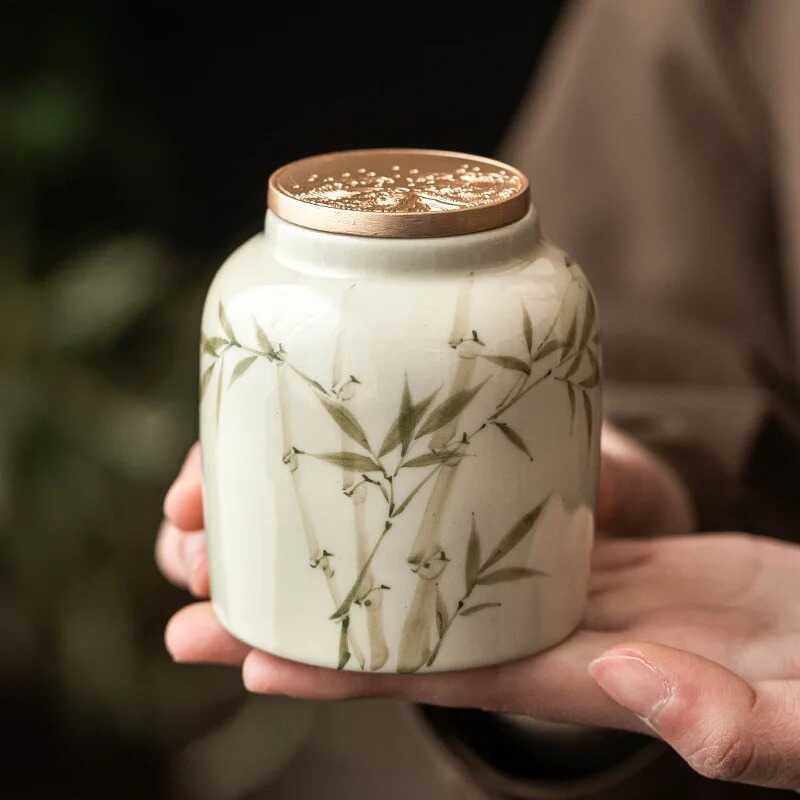 W Ceramic Jar Box Tin Proof Sealed Jar S Storage Jar Hand Drawn Storage Container Ware