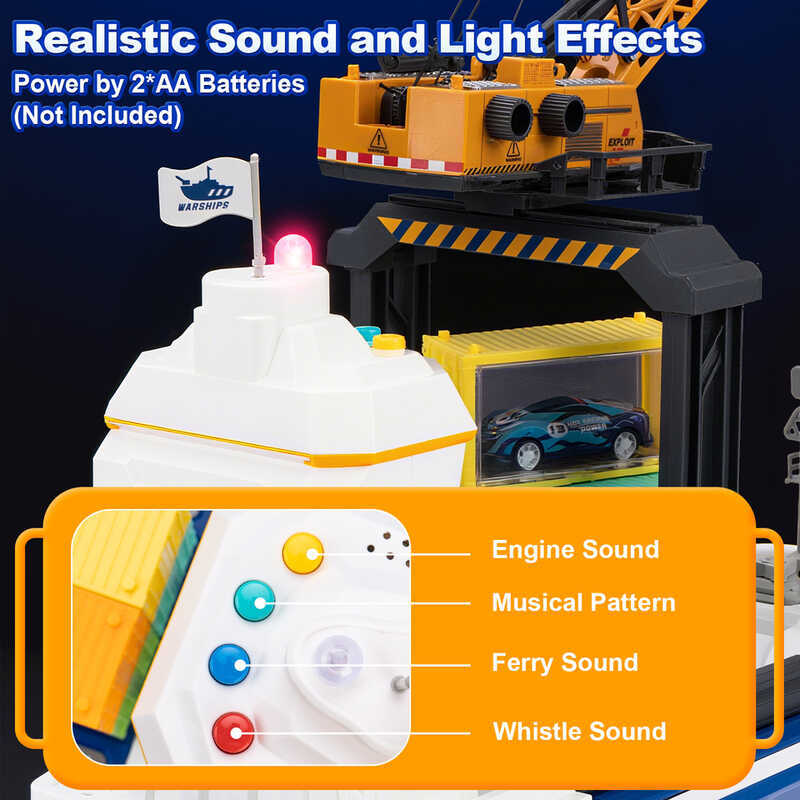 ation Track Transport Ship Toy With Lights&Music Ship Model Toy Car Parking Container Boys Toys For