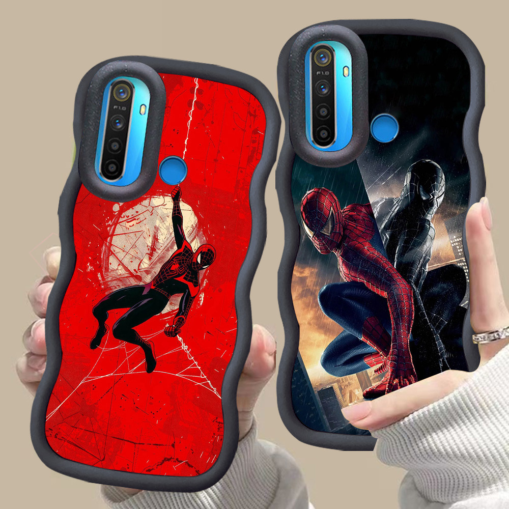 MERAH D-14 Spiderman สีชมพูสีแดงปลอกสําหรับ OPPO A31 A91 Reno 3 Realme 5 6i 5i 5s สีดํา