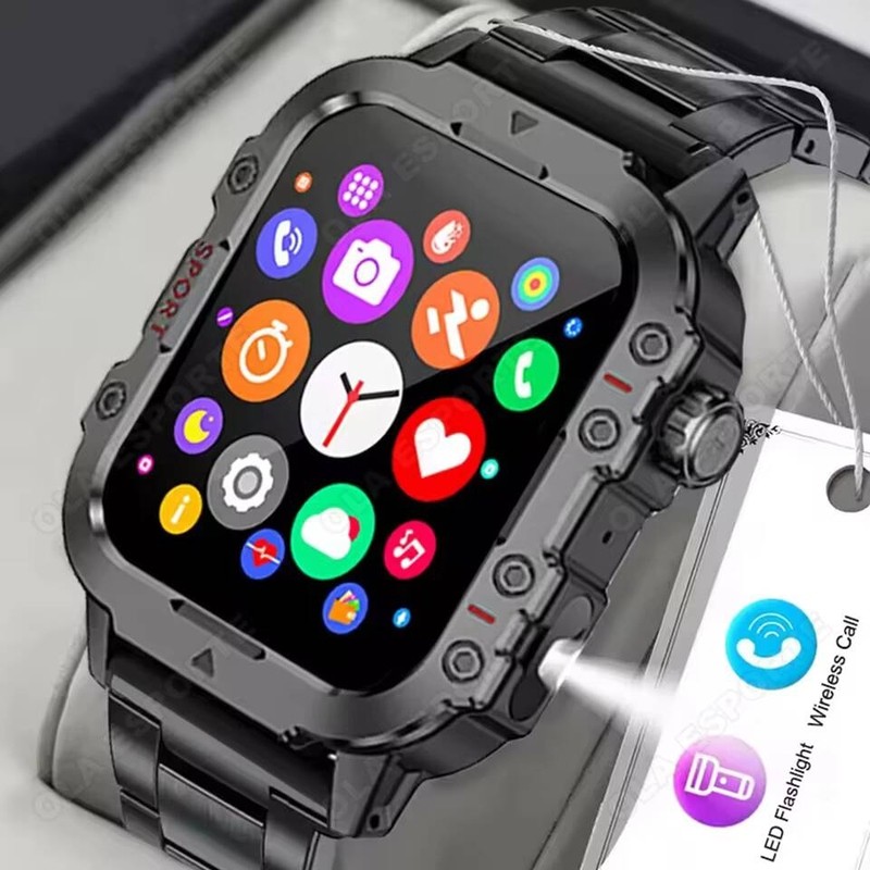 2025 New Military Smart Watch Men Ip67 3Atm Waterproof Outdoor Sports Fitness Tracker Health Monitor