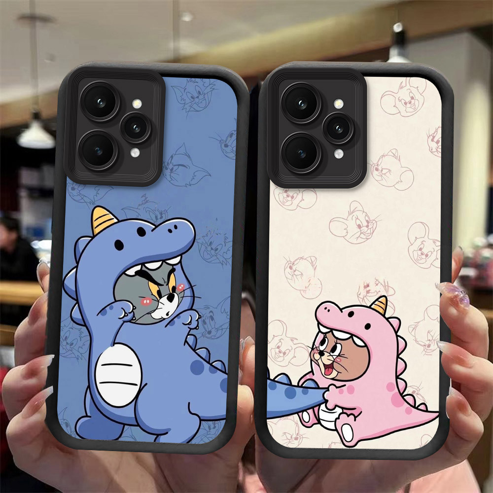 J-33 Cat Mouse couple ดำขาวชมพูเคสโทรศัพท์หรับ Realme 9i V23i C35 C31 Q5i 10 V23 5G