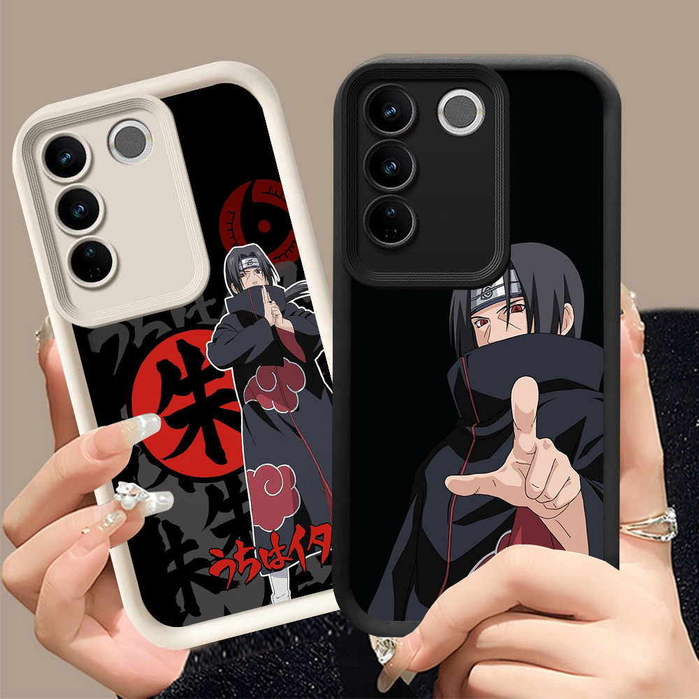 Q-8 Naruto itachi ขาวดำเคสโทรศัพท์หรับ VIVO V29E V29 V27 Pro ปกสีชมพู