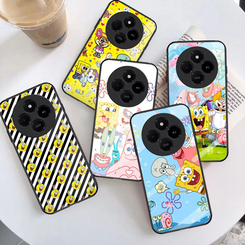 B-29 SpongeBob Casing สําหรับ Xiaomi POCO C3 C75 NFC C31 X8 X3 Pro Max Tempered Glass Case
