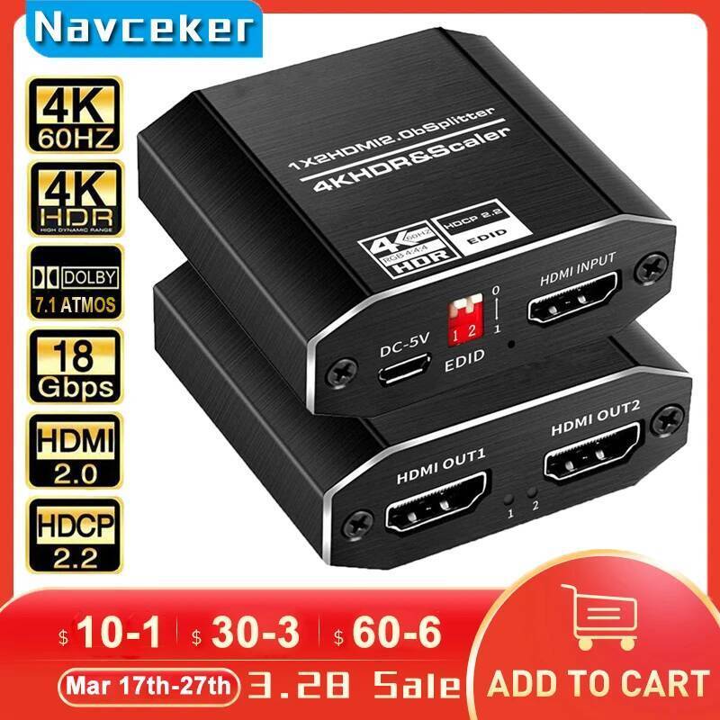 ProAV 4K UHD Splitter 2.0 1x2 HDMI 2.0 Splitter HDCP 2.2 HDR HDMI 2.0 4K HDMI2.0 Splitter สําหรับ Bl
