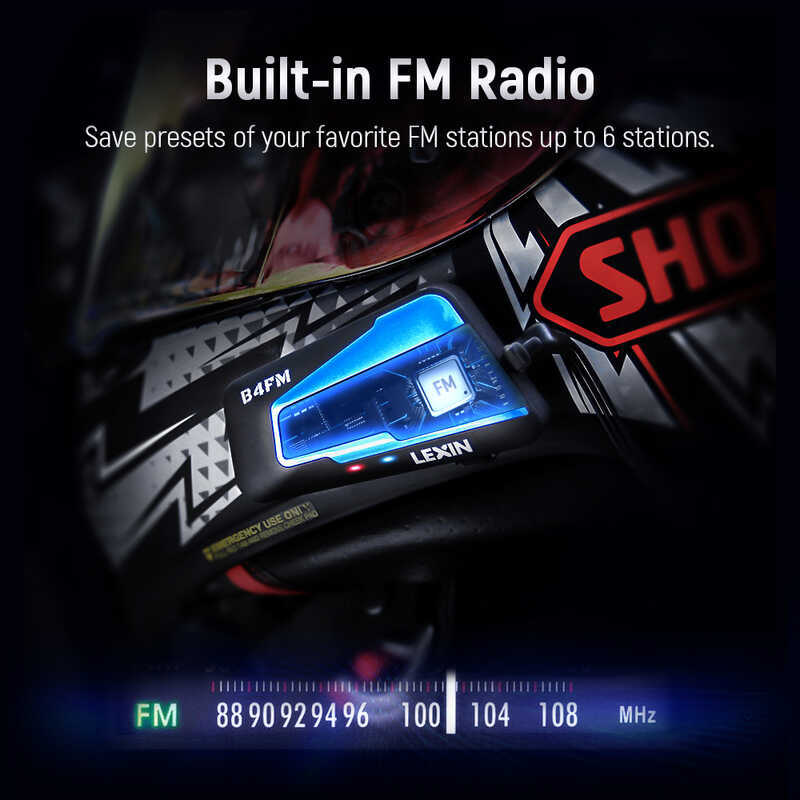 เล็กซิน B4fm-X ชุดหูฟังบลูทูธสำหรับหมวกกันน็อคมอเตอร์ไซค์, BT 5.0 ระบบสื่อสารไร้สาย แชร์เพลงได้ 10