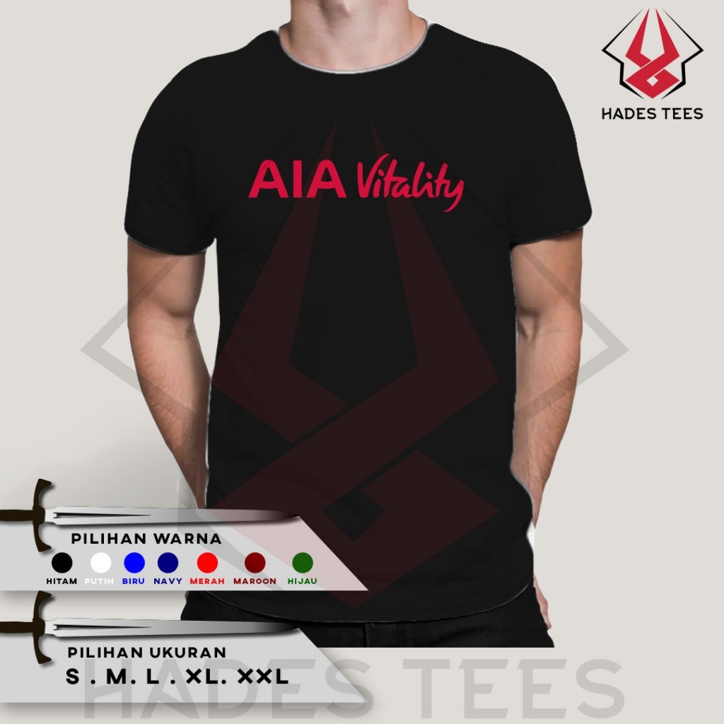 AIA VITALITY เสื้อยืดบริษัท Distro เสื้อยืด Baju T Shirt Lelaki‌‌