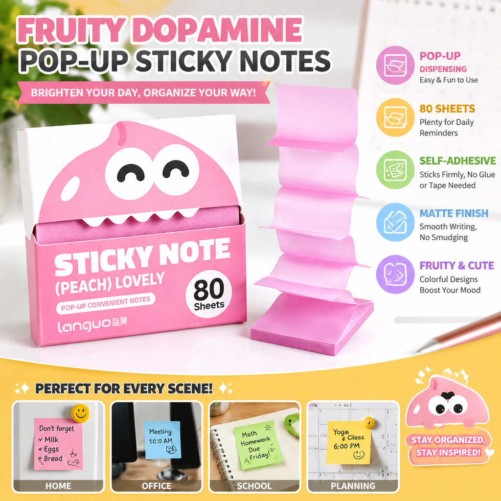 [อัพเกรดใหม่] 6 กล่องผลไม้ Dopamine สะดวก Patch 80 แผ่น/กล่อง Sticky Note โปร่งใส Frosted Pearlescent Memo Study Revision Sticky สําหรับโรงเรียนสํานักงาน