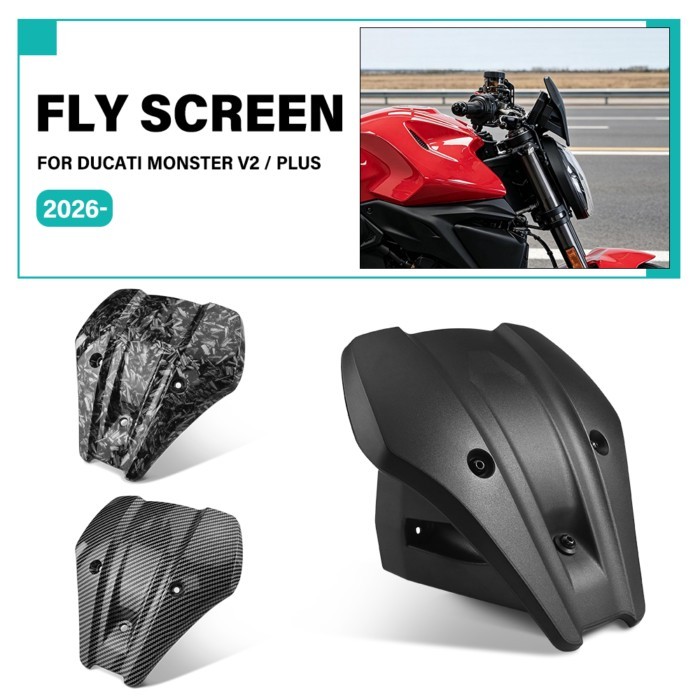 Motorcycle Front Fairing Fly Screen FOR DUCATI MONSTER V2 MONSTER+ MONSTER V2 PLUS 2026- Aerodynami