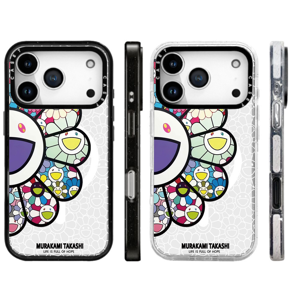 MURAKAMI TAKASHI Smile Sunflower ไร้สายชาร์จแม่เหล็กสําหรับ IPhone 17 Pro Max กรณี 17 AIR ฝาครอบอะคริลิคใส Hard กันกระแทกกันชนพร้อมบรรจุภัณฑ์