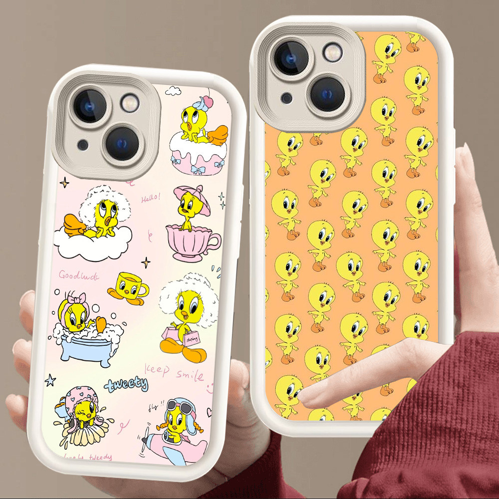 เคสสําหรับ iPhone 8 13 6 7 6s 14 Pro Max Plus Soft White E97 Twety