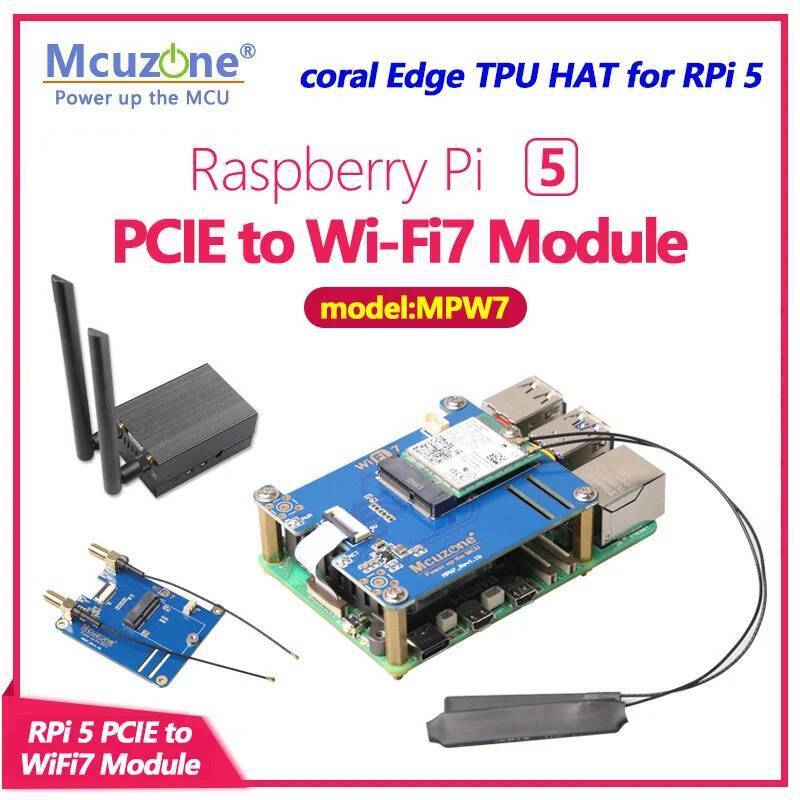 TA MPW7, PCIE ถึง M.2 E-key WiFi7 HAT สําหรับ Raspberry Pi5 , รองรับ BE200,WiF6E AX210,AX200, Ubuntu