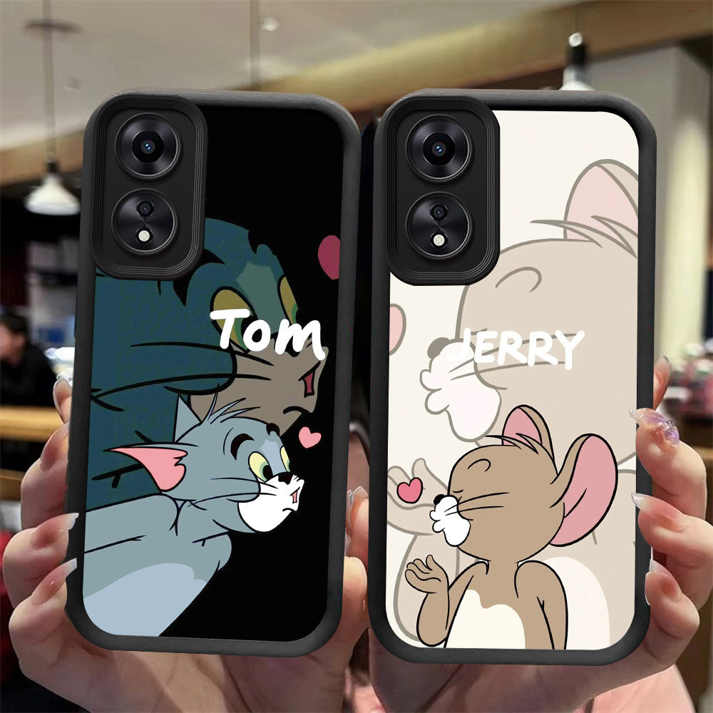 J-6 Love Couple ดำขาวชมพูเคสโทรศัพท์หรับ OPPO A98 Reno 8T A1 A1X A60 F23 A2X Pro 5G
