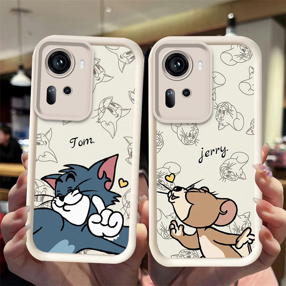 J-18 couple Cat Mouse ดำขาวชมพูเคสโทรศัพท์หรับ OPPO Reno 11 10 Pro Plus 5G