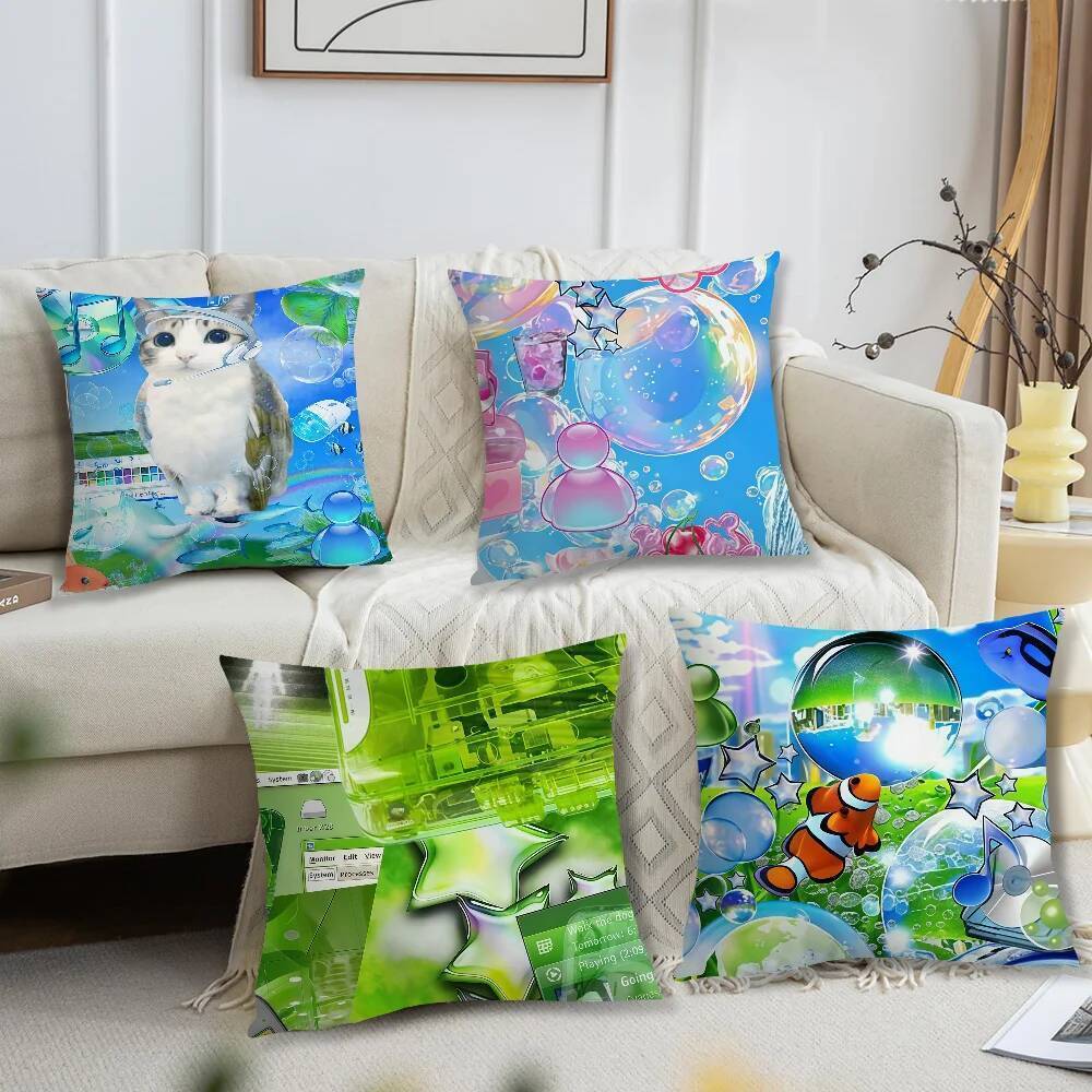 Frutiger Aero Art Cushion Cover สําหรับหมอนพิมพ์โซฟาตกแต่งรถบ้านห้องร้านกาแฟ Office Nordic Simplicit