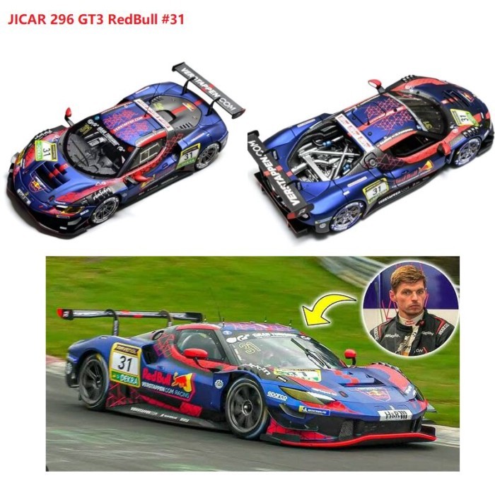 JICAR JC 1: 64 Leap Horse 296 GT3 #31号 โมเดลรถโลหะผสมเคลือบกระทิงแดง