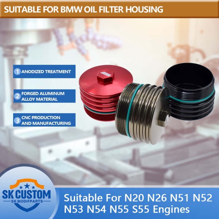 SK CUSTOM Forged Aluminum Oil Filter Housing for BMW N20 N26 N51 N52 N53 N54 N55 Engine Oil Filter