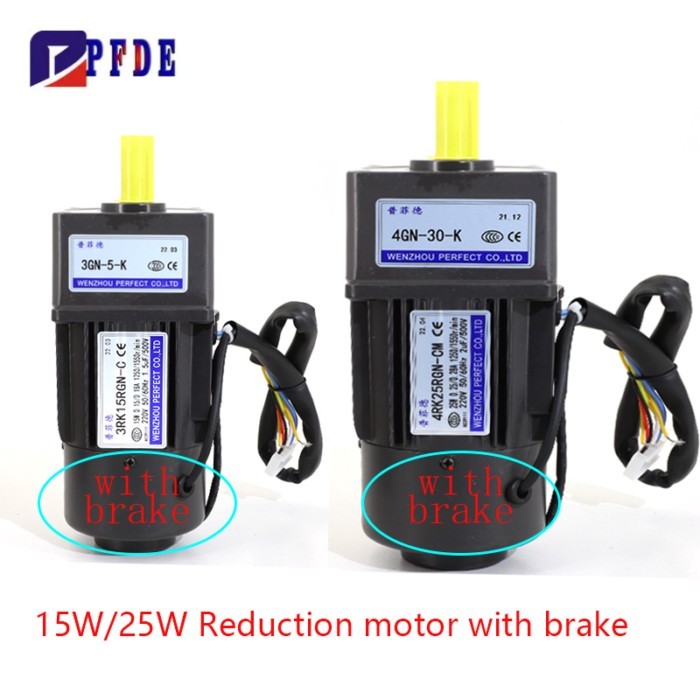 High Torque 15w 3RK15RGN-C 25w 4RK25RGN-C 220V AC Motor with Brake + 3GN 4GN Gearbox With Speed Con