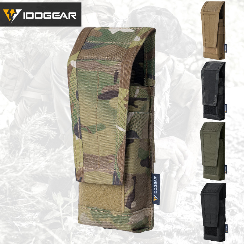 IDOGEAR Tactical Single 556 Mag Pouch CP Style with Flip Cover MOLLE Tactical Mag Holder 35108